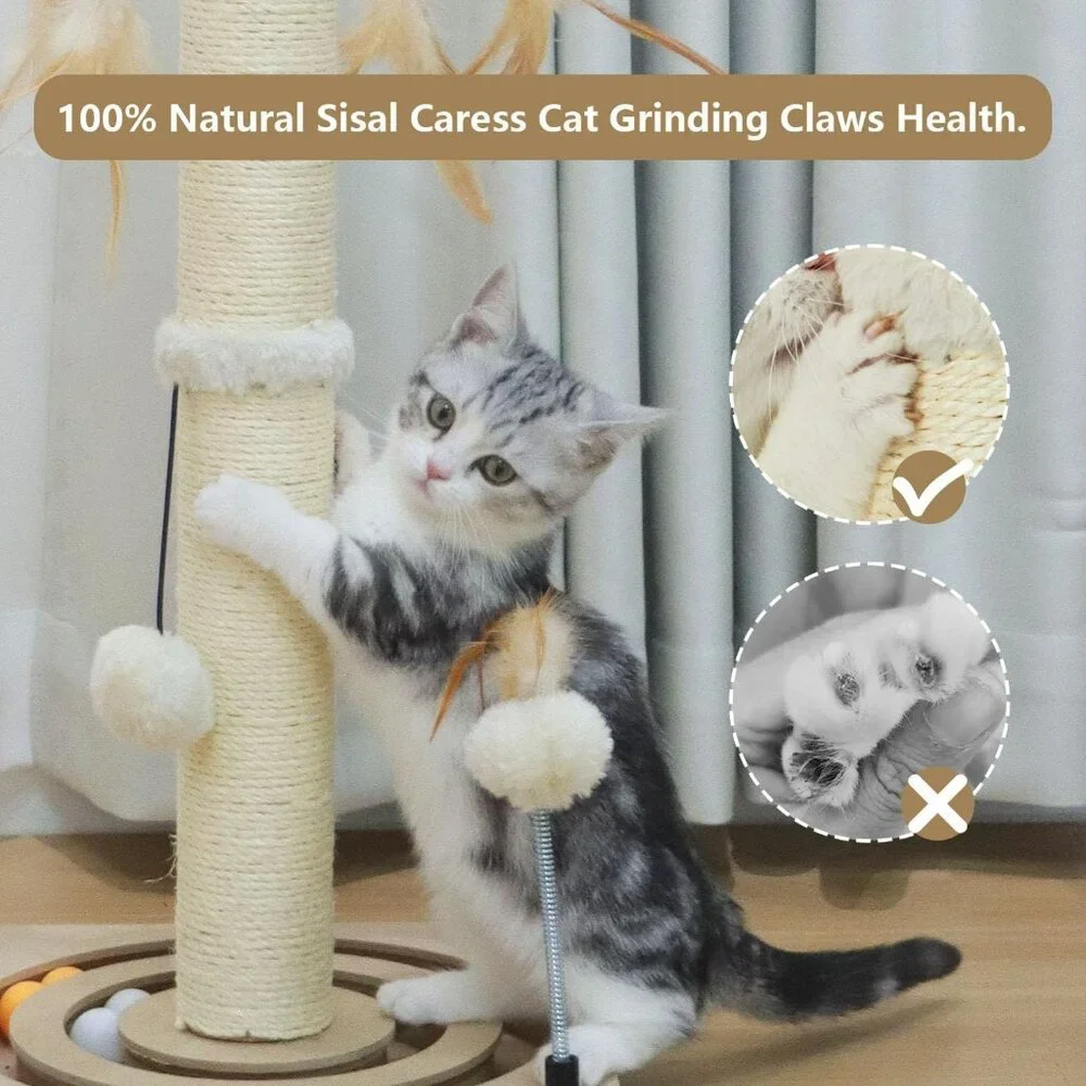 Cat Scratching Post Sisal Scratch Posts for Indoor Cats and Kittens with Trackin